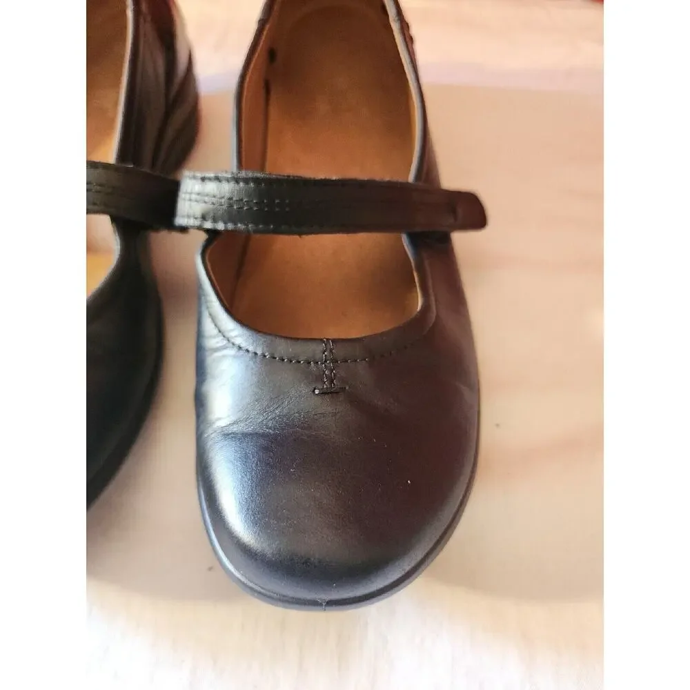 Hotter Women's u.s. 7.5 Black Leather Mary Jane Comfort Shoes Made in England